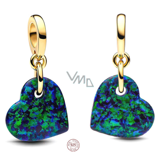 Charm Sterlingové stříbro 925 Srdce - atmosféra deštného pralesa, přívěsek na náramek láska