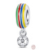 Charm Srebrny 925 Euro 2024 Piłka nożna kolorowy, koralik na bransoletkę sport