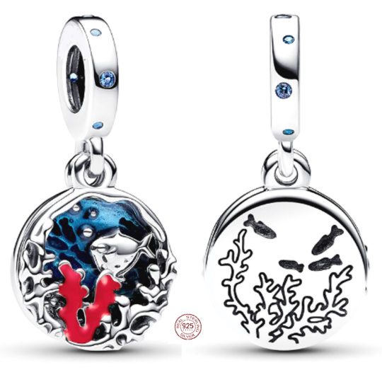 Zawieszka ze srebra próby 925 z australijskimi koralami 2 w 1, wisiorek do bransoletki podróżnej