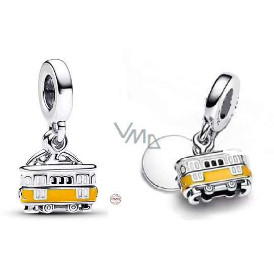 Charm Sterlingové stříbro 925 Portugalsko Lisabon 2v1 tramvaj a medailon, přívěsek na náramek cestování