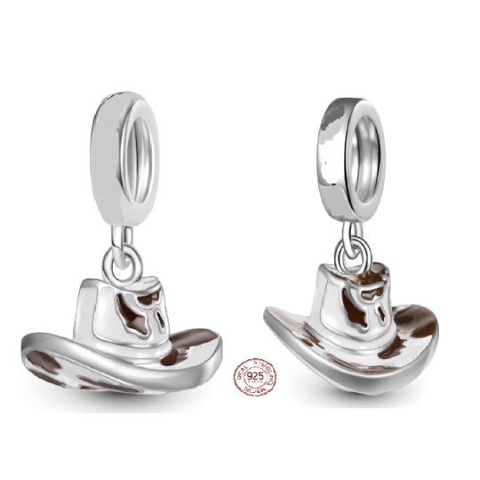 Charm Sterlingové stříbro 925 Kovbojský klobouk, přívěsek na náramek zájmy