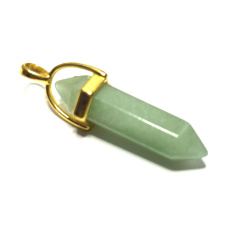 Aventurin Kyvadlo šestihran zlatý přívěsek 41 x 13 mm, přírodní kámen ručně vyřezávaný, kámen štěstí