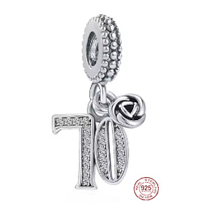 Charm 70 výročí, přívěsek růže na náramek