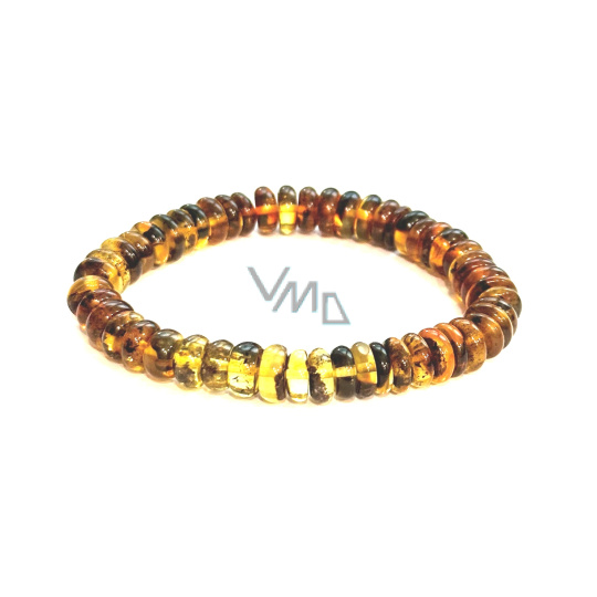 Jantar Baltský náramek elastický přírodní disk, 16 - 17 cm moudrost - zdraví - laskavost