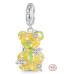Charm Sterlingové stříbro 925 Medvěd žlutý fantastický sen, přívěsek na náramek zvíře