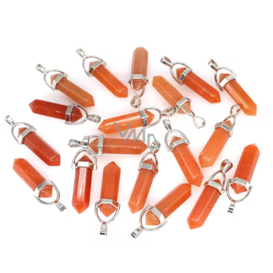 Aventurin oranžový Kyvadlo šestihran přívěsek přírodní kámen 41 x 13 mm, ručně vyřezávaný, kámen štěstí a prosperity, 1 kus Aventurin oranžový Kyvadlo šestihran přívěsek přírodní kámen 41 x 13 mm, ručně vyřezávaný, kámen štěstí a prosperity, 1 kus