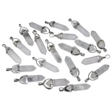 Křišťál Kyvadlo šestihran přívěsek přírodní kámen 41 x 13 mm, ručně vyřezávaný, kámen kamenů 1 kus