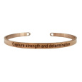 Nerezová ocel náramek růžové zlato s gravírováním Zachytit sílu a odhodlání, otevřená manžeta, 4 mm