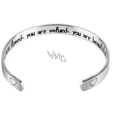 Nerezová ocel náramek stříbrný s gravírováním Jsi milován..., otevřená manžeta, 2,5 mm Nerezová ocel náramek stříbrný s gravírováním Jsi milován..., otevřená manžeta, 2,5 mm