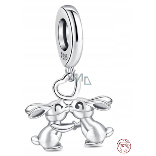 Charm Sterlingové stříbro 925 Zamilovaní zajíčci, přívěsek na náramek zvíře