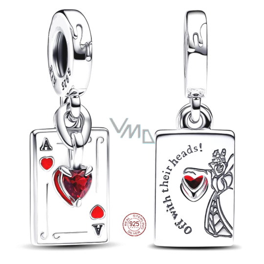 Charm Sterlingové stříbro 925 Disney Alenka v říši divů 2v1 Srdcová královna, přívěsek na náramek pohádka