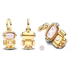 Charm Sterlingové stříbro 925 Robot s otáčivým obličejem, přívěsek na náramek přátelství