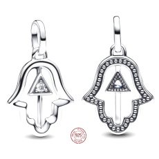 Charm Sterlingové stříbro 925 Mini medailon Ruka Fatimy, přívěsek na náramek symbol