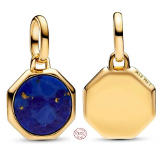 Charm Sterlingové stříbro 925 Mini medailon modrý imitace Lapis lazuli, přívěsek na náramek symbol Charm Sterlingové stříbro 925 Mini medailon modrý imitace Lapis lazuli, přívěsek na náramek symbol