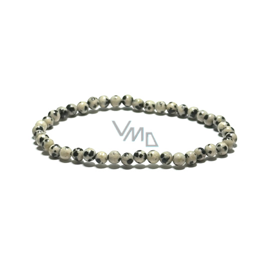 Jaspis Dalmatin náramek elastický přírodní kámen, kulička 4 mm / 19 cm, kámen pozitivní energie