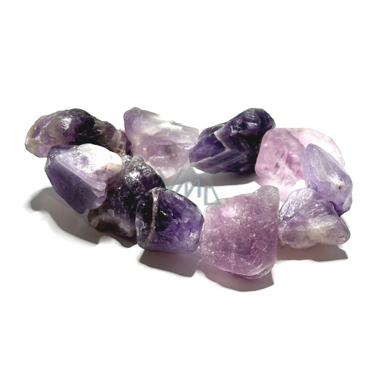 Ametyst náramek elastický přírodní, surový kámen 2 - 2,5 cm, AA kvalita, kámen králů a biskupů