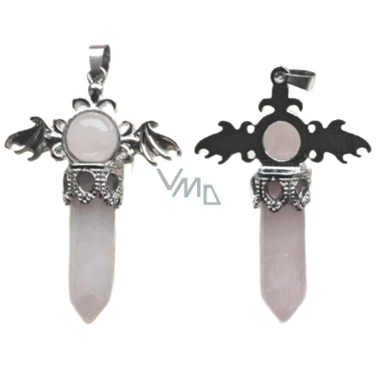 Růženin kříž ze slitiny a přírodního kamene 5,3 x 3,7 x 12 mm, kámen lásky