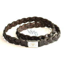 Tom Tailor kožený zapletený náramek na omotání ocelové magnetické zapínání 60 cm