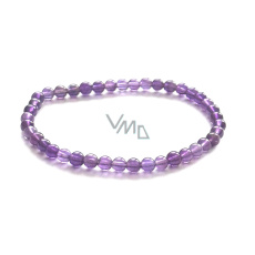 Ametyst náramek elastický přírodní kámen, kulička 4 mm / 16 - 17 cm, kámen králů a biskupů