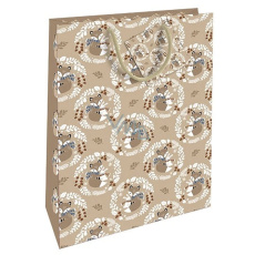 Nekupto Dárková papírová taška zlatá 46 x 33 x 10,5 cm Zviřátka