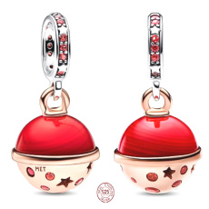 Charm Sterlingové stříbro 925 Planeta Mars, Murano dvoubarevný třpytivý přívěsek na náramek vesmír