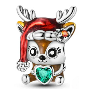 Charm Vánoční Sob se srdcem, korálek na náramek Vánoce Charm Vánoční Sob se srdcem, korálek na náramek Vánoce