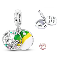 Charm Sterlingové stříbro 925 Tvrdá práce se vždy vyplatí, králík a želva, přívěsek na náramek zvíře