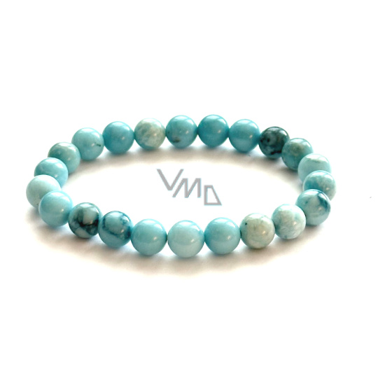 Larimar náramek elastický přírodní kámen, 8 mm / 16 - 17 cm, klid - mír - vyrovnanost