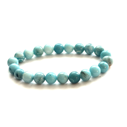 Larimar náramek elastický přírodní kámen, 8,5 mm / 16 - 17 cm, klid - mír - vyrovnanost Larimar náramek elastický přírodní kámen, 8,5 mm / 16 - 17 cm, klid - mír - vyrovnanost