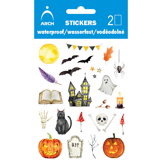 Arch Voděodolné dekorační dětské samolepky Halloween strašidelný zámek 10 x 17 cm
