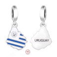 Charm Sterlingové stříbro 925 Uruguay vlajka - houpající se mapa, přívěsek na náramek cestování