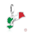 Charm Sterlingové stříbro 925 Itálie Benátky vlajka - houpající se mapa, přívěsek na náramek cestování