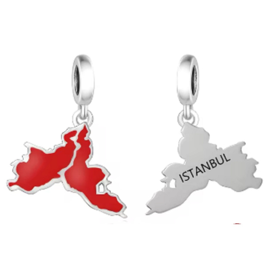 Charm Turecko, Istambul vlajka - houpající se mapa, přívěsek na náramek cestování Charm Turecko, Istambul vlajka - houpající se mapa, přívěsek na náramek cestování