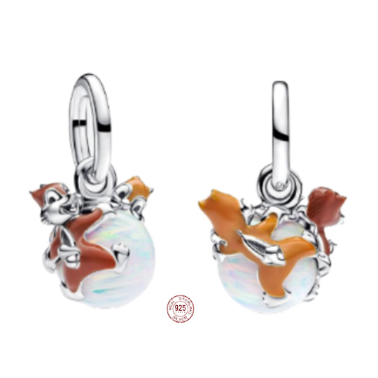 Charm Sterlingové stříbro 925 Disney Rychlá rota, Chip & Dale, přívěsek na náramek film