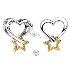 Charm Sterlingové stříbro 925 Láska a Štěstí, hvězda a srdce, korálek na náramek láska Charm Sterlingové stříbro 925 Láska a Štěstí, hvězda a srdce, korálek na náramek láska