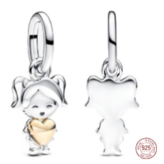Charm Sterlingové stříbro 925 Happy Girl - šťastné děvče, přívěsek na náramek rodina Charm Sterlingové stříbro 925 Happy Girl - šťastné děvče, přívěsek na náramek rodina