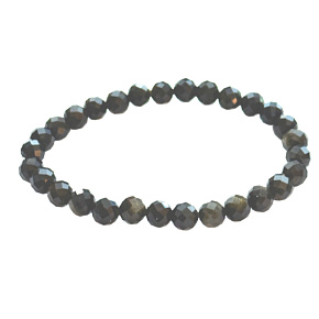 Obsidian zlatý náramek fazet elastický přírodní kámen, kulička 6 mm / 16 - 17cm, kámen záchrany