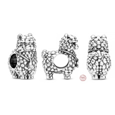 Charm Sterlingové stříbro 925 Huňatá lama, korálek na náramek zvíře