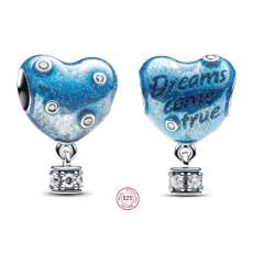 Charm Sterlingové stříbro 925 Horkovzdušný balon ve tvaru srdce, přívěsek na náramek láska