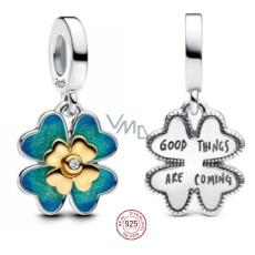 Charm Sterlingové stříbro 925 Čtyřlístek, korálek na náramek štěstí - dobré věci přichází