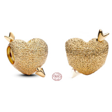 Charm Sterlingové stříbro 925 Srdce a šíp září kouzlo, korálek na náramek láska