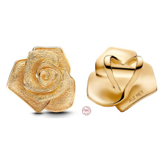 Charm Sterlingové stříbro 925 Kvetoucí růže velký lesk kouzlo, korálek na náramek květina