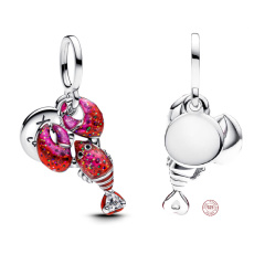 Charm Sterlingové stříbro 925 Humr červený - Jsi úlovek, přívěsek na náramek láska, zvíře