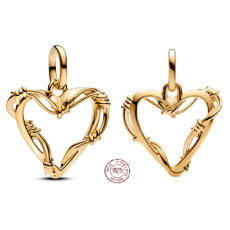 Charm Sterlingové stříbro 925 Mini medailon Drátěné srdce, přívěsek na náramek láska