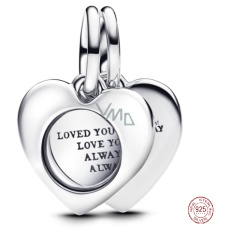 Charm Sterlingové stříbro 925 Srdce 2v1 gravírovatelná lupa srdce, přívěsek na náramek láska