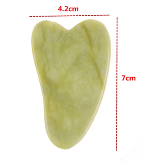 Nefrit Gua Sha redukuje vrásky, otoky, zlepšuje pružnost pokožky 4,2 x 7 cm, kámen klidu