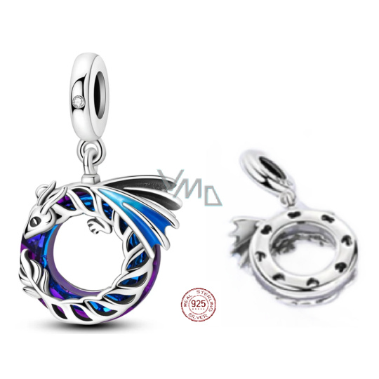 Charm Sterlingové stříbro 925 Drak modrý, korálek na náramek zvíře Charm Sterlingové stříbro 925 Drak modrý, korálek na náramek zvíře