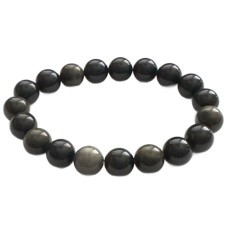 Obsidian zlatý náramek elastický přírodní kámen, 10 mm / 16 - 17 cm, kámen záchrany