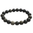 Obsidian zlatý náramek elastický přírodní kámen, 10 mm / 16 - 17 cm, kámen záchrany