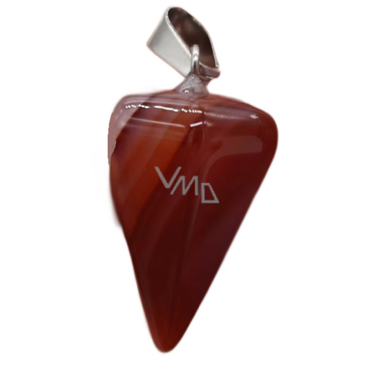 Achát červený Siderické kyvadlo přírodní kámen 2,2 cm, dodává odvahu a sílu